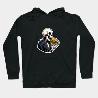 punk skeleton eat burger Hoodie